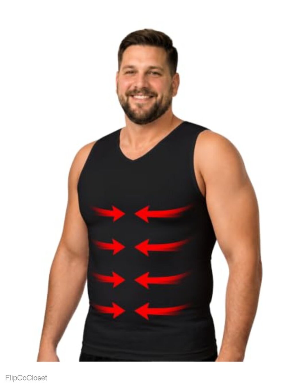 Mens Compression Tank Top V-Neck Slimming Shapewear Gynecomastia Body Shaper